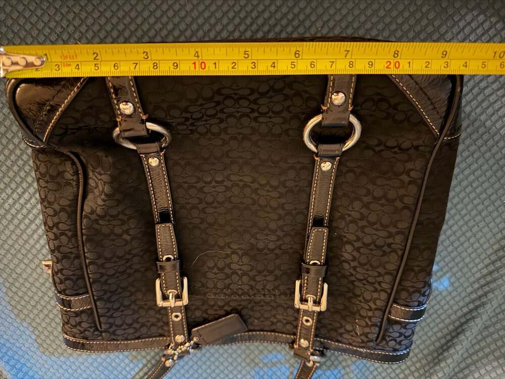 Y2K Vintage Coach Signature Jacquard Gallery Tote Bag — Black & Silver - Picture 13 of 15